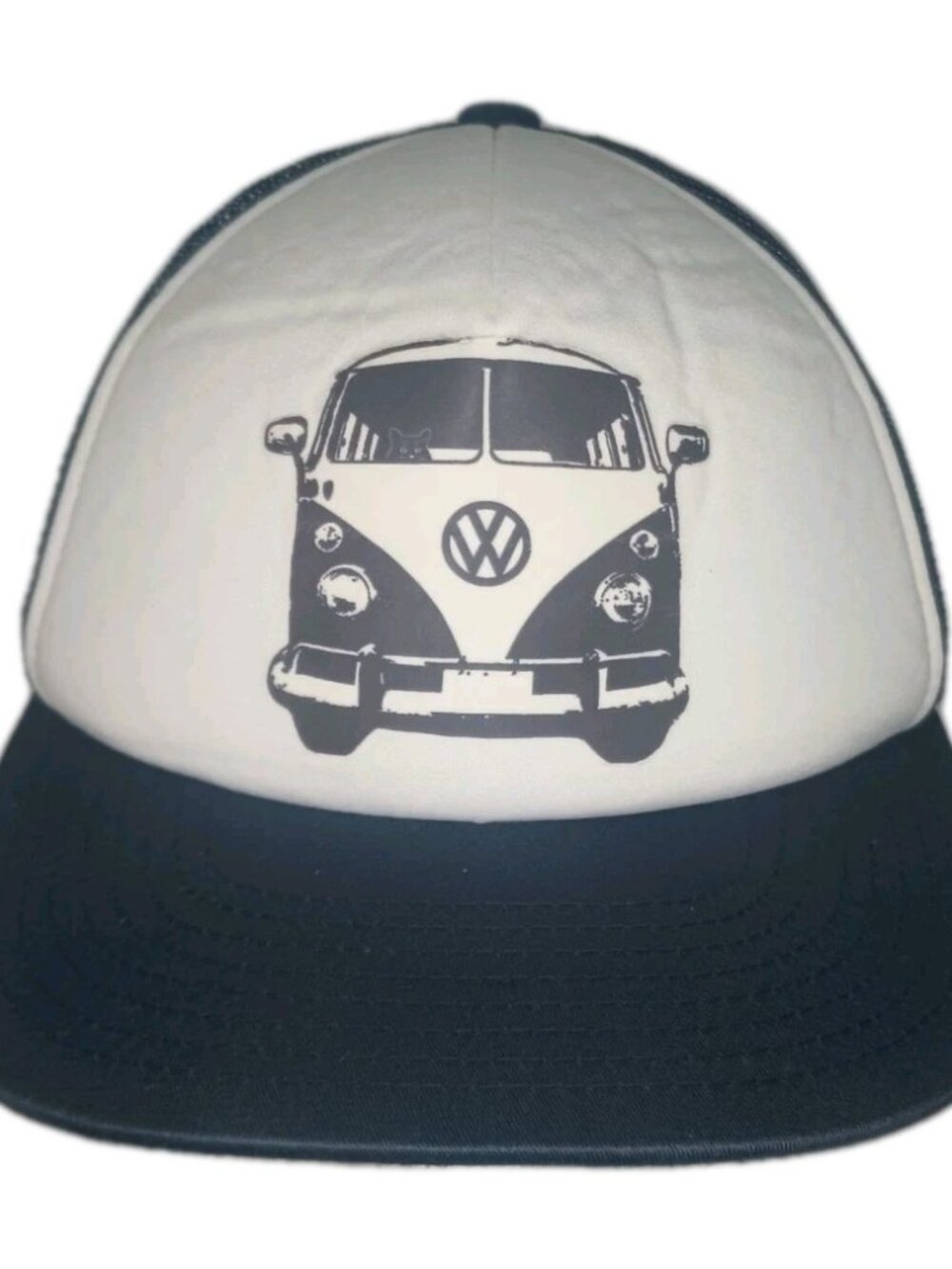VW Bus Trucker Hat Cat Graphic Snapback Volkswagen Van New Classics White Navy